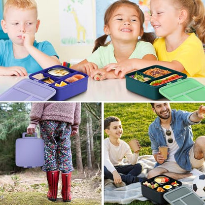 MAISON HUIS Bento Lunch Box with 8oz Soup Thermo, 5-Compartment Leak-Proof Container, Thermo Hot Food Jar and Insulated Lunch Bag, BPA Free,Travel, School (Gray) - color: Gray