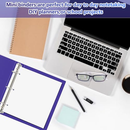 Henoyso 6 Pcs Plastic 1.5 Inch Mini 3 Ring Binders Fits 5.5" x 8.5" Paper, Holds(Capacity 280 Sheets), Flexible Three Round Rings Small Purple A5 Binders Bulk for School, Office Use, Photo Album - color: Purple, size: 1.5 Inch
