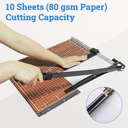 A3 Guillotine Paper Cutter Trimmer, 18" Wood Paper Trimmer for Office and Crafts, 10-12 Sheets Capacity (Brown) - color: Brown