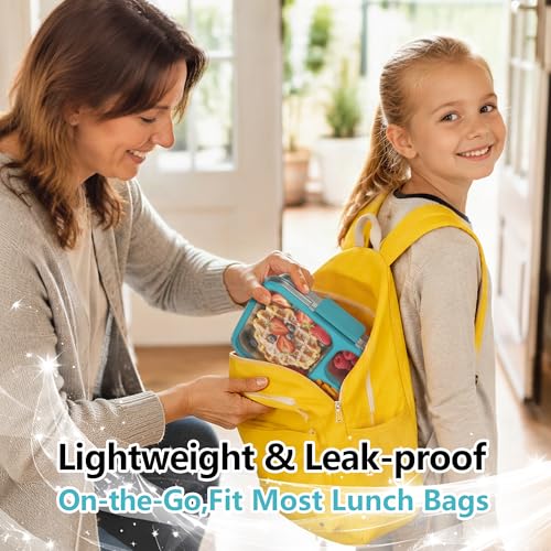 HOMEKOL Stainless Steel Bento Lunch Box 3-Compartment, 4.2Cups, Blue | Leak-Proof Metal Lunch Container for Kids & Adults, BPA-Free, Dishwasher Safe, Clear Tritan Lid, 1000ml (Not Insulated) - color: Blue, size: 34oz (1000ml)
