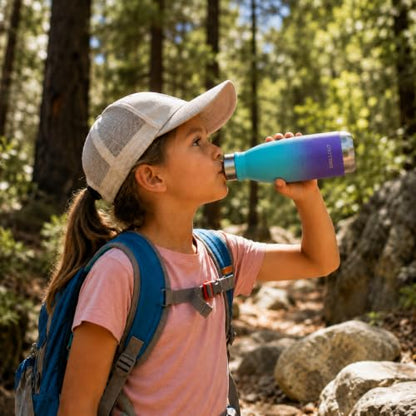 CHILLOUT LIFE 12oz Kids Insulated Stainless Steel Water Bottle, Leak Proof | Small Metal Water Bottle, Keeps Drinks Cold 24H & Hot 12H, Leak-Proof Screw Lid, Perfect for School, Travel & Sports - color: Caribbean Lily