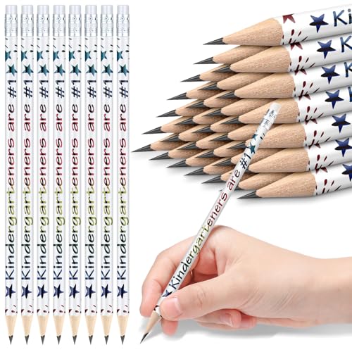 Tenceur 48 Pcs Kindergarten Pencils Bulk Motivational Pencils with Erasers Inspirational Pencil with Back to School Supplies for Kids Student Teacher Classroom Reward - style: Kindergarteners