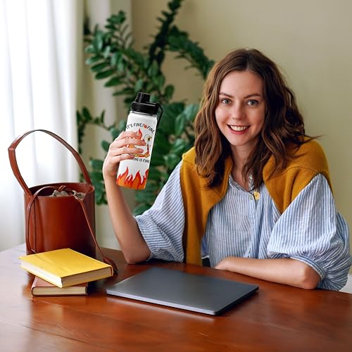It's Fine I'm Fine Goose Water Bottle Goose Gifts For Gooses Lovers Women Men Funny Animal Duck Coffee Travel Mug with Handle Insulated for Hot and Cold Drink Ice 18oz Tumbler - color: Goose