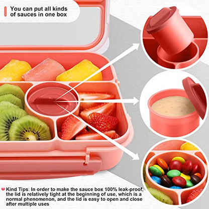 Amathley Bento Box Adult Lunch Box Kids,Lunch Containers for Adults/Kids/Toddler,5 Compartments Bento Lunch Box with Sauce Vontainers,Microwave & Dishwasher & Freezer Safe,BPA-Free (Pink) - color: Pink