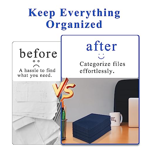Zzrywuty 50 Packs Two Pocket File Folders with Business Card Slot,Textured Paper,Letter Size,Holds 100 Plus Sheets for School,Office,Business,Royal Blue - color: Blue-50pcs
