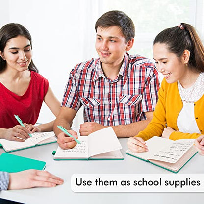 feela 12 Pack Notebooks Journals Bulk, Hardcover Notebook Classic Ruled Lined Journals with Pen Holder for Women Girls School Business Supplies, with 12 Black Pens, 120 GSM, 5.1”x8.3”, A5, Aqua - color: 12 Aqua