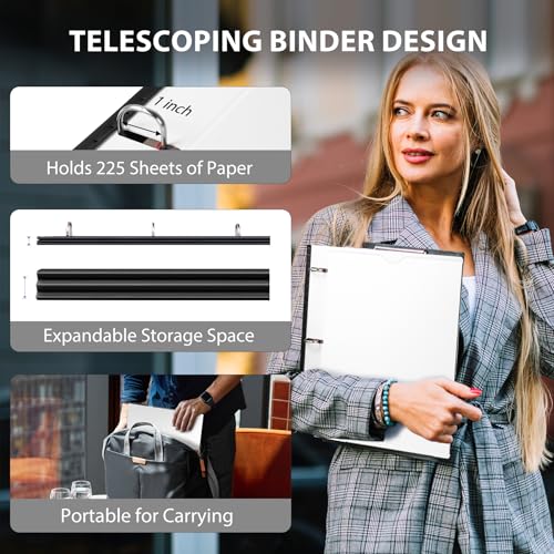 WOT I Telescoping Project Organizer, Refillable 3 Ring Binder with Dividers and Pockets, 13 Pocket Folders, 1 Inch 3 Rings, White - color: White, size: 1 Pack