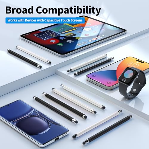 Stylus(10 PCS),Stylus Pen for Touchscreen,High Sensitivity & Precision | Universal Stylus,2-in-1 Rubber Tip,Touch Screens of iPhone/iPad/Android Tablets（Withe & Black） - color: 5PCS White & 5PCS Black