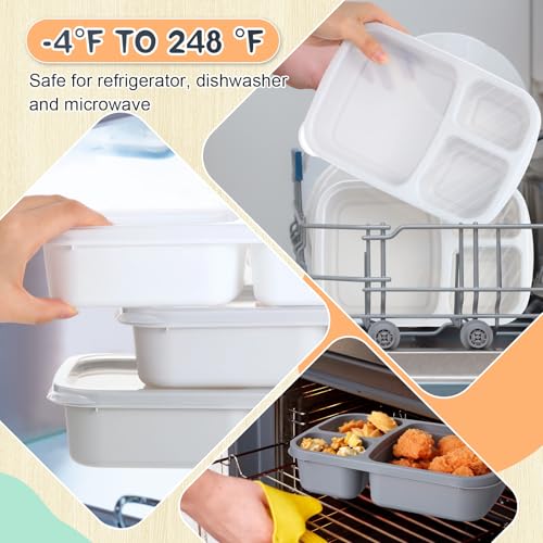Honeydak 5 Pack Snack Containers 3 Compartment Bento Snack Boxes Divided Meal Prep Containers with Lids Reusable Adults Lunch Food Storage Box for School Work Travel(Black White) - color: Black White