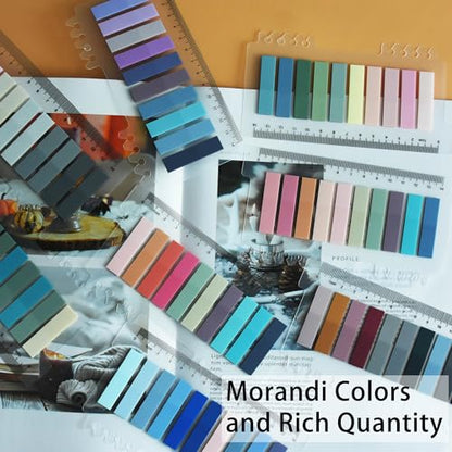 YOUDEFUL 1600pcs Translucent Page Markers,Morandi Sticky Note Tabs with Binders,Repositionable Book Flags Tabs Strip for Annotating Books,Clear Sticky Notes,Page Tabs,Index Tabs - size: Tabs Morandi