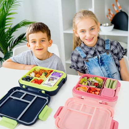 Caperci Bento Box for Kids Age 4-8 - Leak-Proof Toddler Lunch Box Container with 2 Modular Containers & 4-Compartment, Hold 4.8 Cups, Portable Handle, BPA-Free, Microwave/Dishwasher Safe (Dinosaur) - color: Dinosaur