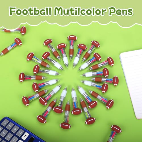 24 Pack Football Party Favors, 4-in-1 Multicolor Ballpoint Pens, Mini Retractable Football Pens, Goodie Bag Stuffers, Classroom Prizes, Birthday Gifts - style: Football