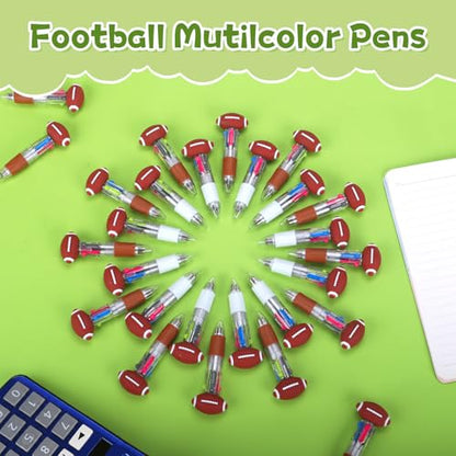 24 Pack Football Party Favors, 4-in-1 Multicolor Ballpoint Pens, Mini Retractable Football Pens, Goodie Bag Stuffers, Classroom Prizes, Birthday Gifts - style: Football