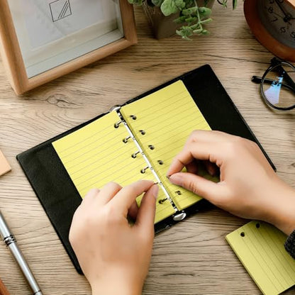 Ireer 6 Hole Mini Lined Paper Refill 200 Sheets Blank Planner Refills Loose Leaf Papers 3 x 5 Inches for Binders Planner Inserts Mini Ruled Filler Books Memo Papers Notebooks (Light Yellow) - color: Light Yellow