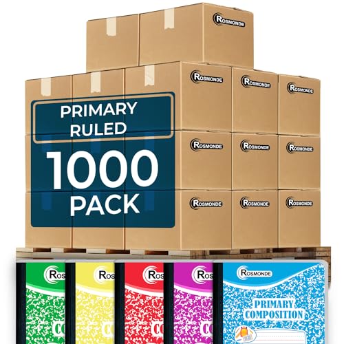 Rosmonde 1000 Pack (Pallet) Composition Notebooks Bulk, Primary Ruled, Pallet of Composition Notebooks, 100 Sheets (200 Pages), 9-3/4 x 7-1/2, Bulk Notebooks for Grades K-2, 4-7 Days Transit - size: 1000 Pack | Express Pallet, style: Primary Ruled - Color