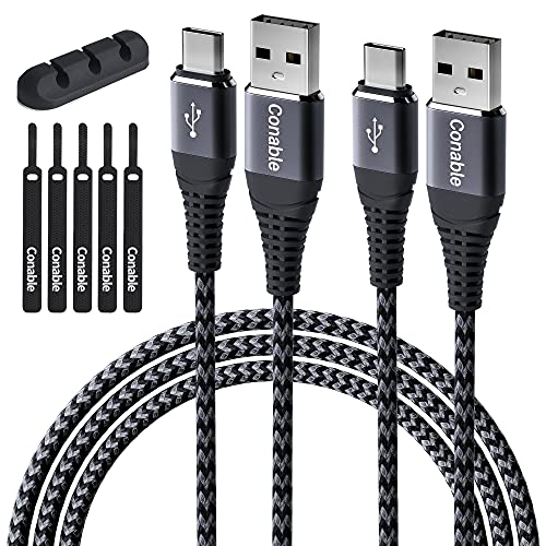 USB C Cable 6FT (2-Pack), Fast Charging USB A to Type C Charger Cord for iPhone 17/17 Pro/17 Pro Max, iPhone 16/15 Series, Galaxy S24 S23 S10 S9, LG V50 V40, with a Cable Holder Clip and 5 Cable Ties - size: 6 Feet (2 Pack)