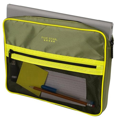 Five Star Zipper Binder, 3 Inch 3-Ring Binder with D Rings, Removable Padded Case, 5-Tab Expanding File and Multi-Use Strap, 850 Sheet Capacity, Olive/Citrus (292960C) - color: Olive/Citrus, size: 3 Inch