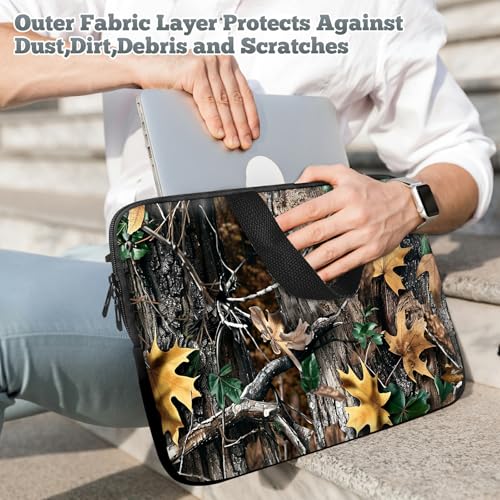 Laptop Sleeve Case Bag 15 inch, Camo Leaf Slim Carrying Case Durable Handbag Travel Laptop Bag for 15 inch MacBook Air M3/M2/15 Pro/Surface Laptop 7/6/5/4/3/ Dell XPS 15 Plus - color: Camo Leaf, size: 15 Inch