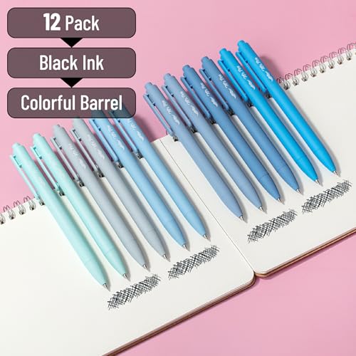 Mr. Pen- Retractable Gel Pens, 12 Pack, Black Ink, Sky Blue Barrel | Fine Point 0.5mm, Fast Dry, Smooth Writing, Cute Pens for Drawing, Writing Planner and School Supplies - color: Sky Blue Barrel, Black Ink, size: 12 Pack