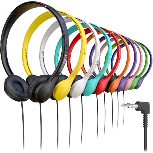 10 Pack Bulk Wired On-Ear Leather Headphones with 3.5mm Connector, Multi