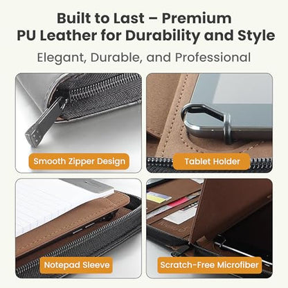 KHOMO Universal Padfolio Case – Tablet Portfolio Organizer with Notepad Holder – Compatible with iPad 10th/11th Gen, iPad Pro 11, iPad 7/8/9 (10.2", 10.9", 9.7") - color: Black