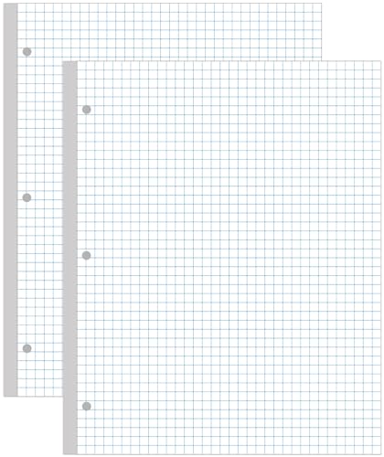(2-Pack) A4 Grid Filler Paper, 3-Hole Graph Paper, 200Sheets / 400Pages Loose-Leaf Paper, 100gsm White Paper, 8.5'' x 11'' - size: 8.5" x 11"