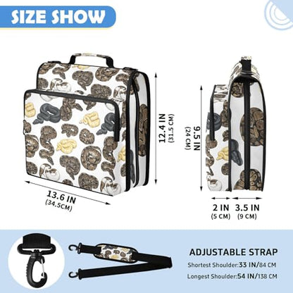 Pythons 2inch 3 Ring Zipper Binder Multi-Pocket Storage Holds 14 Inch Laptop for Students and Office Use - color: Pythons