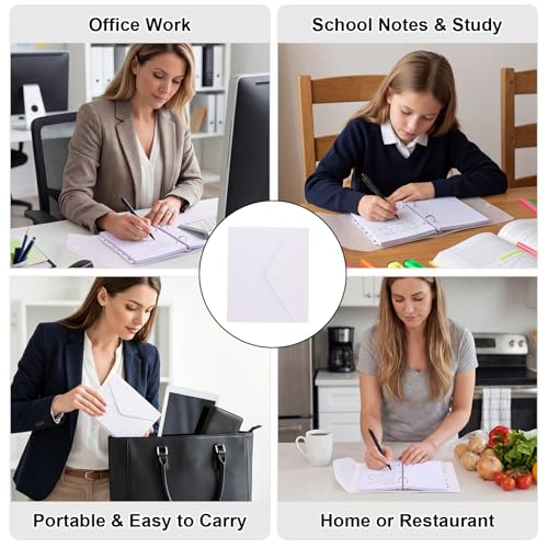 3x5 Index Card Holder Organizers Case Binder with Ring Dividers (Clear) | 100 Lined Page Plastic Index Card Organizer Case with Snap Closure for Study Recipe Flashcard Office School - color: White