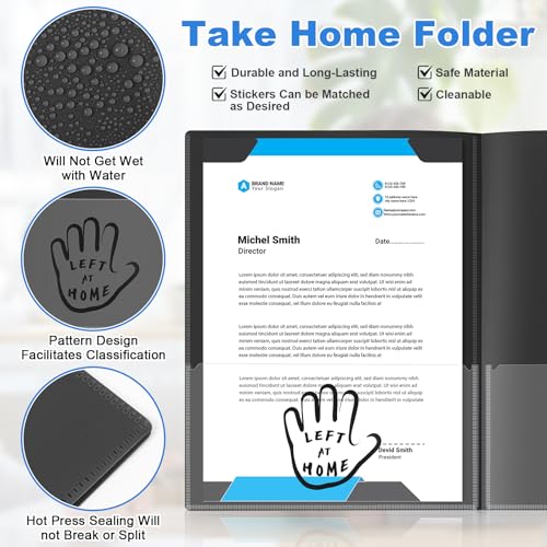 Henoyso 24 Pcs School to Home Folder with Pocket Plastic Heavy Duty Clipboard Folder with Clear Front Pocket Homework Take Home Folders for School Students Parent Teacher Communication(Black) - color: Black