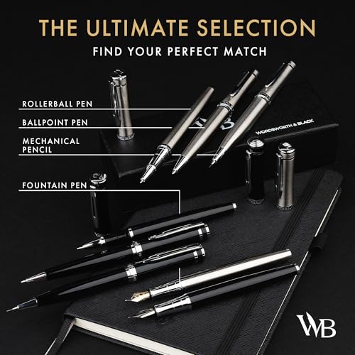 Wordsworth and Black Mechanical Pencil Graphite Lead- Stunning Luxury Metal Pencil, Silver Chrome Finish, 0.7mm Led, Best Gift Set for Men & Women, Professional Executive Office Pencils - color: Silver Chrome