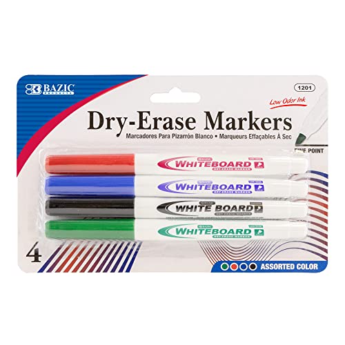 BAZIC Assorted Color Fine Tip Dry-Erase Marker