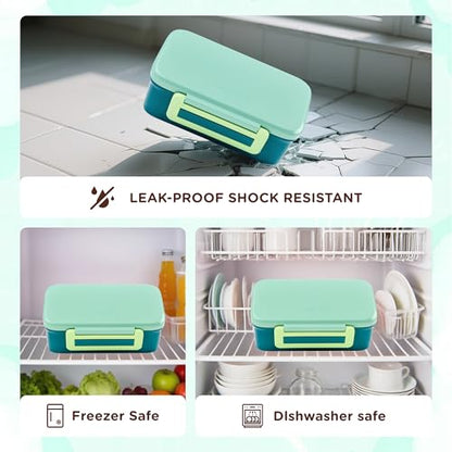JXXM Bento Lunch Box for Kids With 8oz Thermo, Leakproof Bento Box with with 2 Compartments, Insulated Bottle, Lunch Bag, BPA Free Dishwasher Safe for School Girls Boys (Green) - color: Green 01