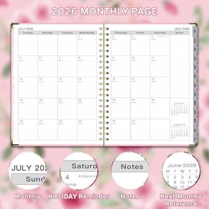 Planner 2026-2027, Weekly and Monthly Academic Planner, Jul 2026 - Jul 2027, 8.5"x11" Large Hardcover Daily Planner Calendar with Tabs for Women, Year Planning Agenda for Teacher and Student (Pink) - color: Pink