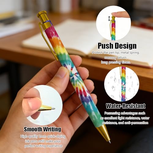 Ballpoint Pen 4Pcs Click Black Ink Metal Retractable 1.0 mm Medium Ballpoint Pens Quick Dry for Office School (Colorful) - color: Colorful