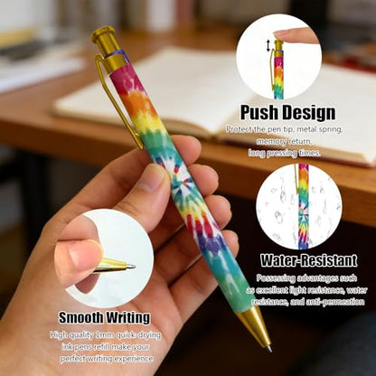 Ballpoint Pen 4Pcs Click Black Ink Metal Retractable 1.0 mm Medium Ballpoint Pens Quick Dry for Office School (Colorful) - color: Colorful