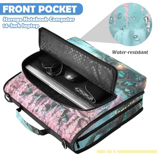 Cherry Blossom 2inch 3 Ring Zipper Binder Multi-Pocket Storage Holds 14 Inch Laptop for Students and Office Use - color: Cherry Blossom