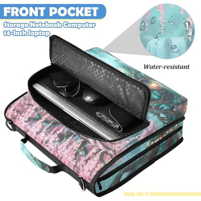 Cherry Blossom 2inch 3 Ring Zipper Binder Multi-Pocket Storage Holds 14 Inch Laptop for Students and Office Use - color: Cherry Blossom