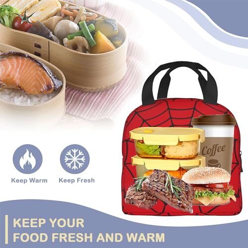 Spider Web Red Insulated Lunch Bag Reusable Lunch Box Women Men,Cooler Thermal Meal Tote for Kids School Student Picnic Office Work - color: Spider Web Red