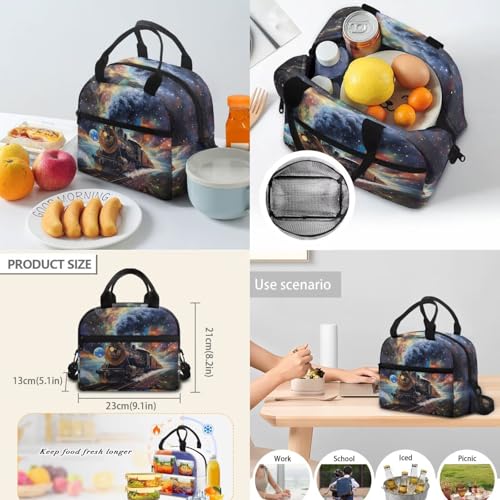 Children 4 Piece School Backpack Bundle - Retro Steam Train Pattern Bookbag Set Includes with Insulated Lunch Box, Pencil Case & Water Bottle Holder for Boys Primary - color: Retro Steam Train Pattern