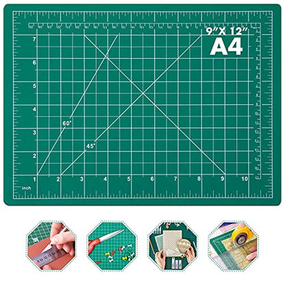 anezus Self Healing Sewing Mat, Rotary Cutting Mat Double Sided 5-Ply Craft Cutting Board for Sewing Crafts Hobby Fabric Precision Scrapbooking Project 9inch x 12inch(A4) - color: Green, size: 9.1"L x 7.9"W