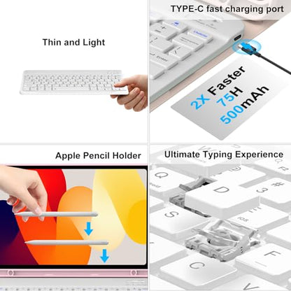 IVEOPPE Keyboard Case for Xiaomi Pad 8/8 Pro/Pad 7/7 Pro 11.2 Inch | Magnetic Detachable Wireless, Bluetooth Connection Keyboard, Stain Resistant Protection Cover, Rechargeable, Pencil Holder - color: Pink(Non-Backlit Keyboard)