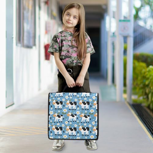 3 Ring Zipper Binder With Shoulder Strap Documents Storage Organizer Animal Dog - color: Floral Cow