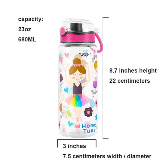 Cute Water Bottle for School Kids Girls, BPA FREE Tritan & Leak Proof & Easy Clean & Carry Handle, 23oz/ 680ml (Dancing) - color: Dancing