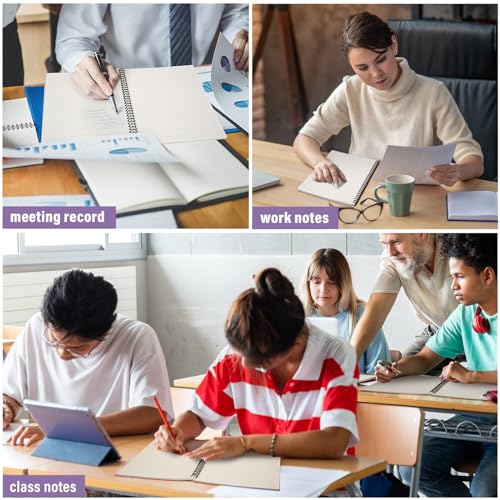 Fuutreo 6 Pack B5 Spiral Notebooks 10.5 x 7.45 Inch College Ruled Aesthetic Journal Kraft Hardcover 70 Sheets (140 Pages) Spiral Notebook for Office Students Work Journaling(Purple Series,Purple) - color: Purple Series
