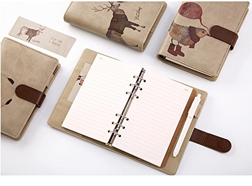 ToiM A6 Cute Simple Binder Hand Books for Diary PU Leather Journal Writing Notebook Loose Notebook Handbook Notepad Business Hand Books Great Stationery (Panda) - color: Panda