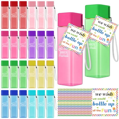 Rtteri 24 Sets Water Bottles Bulk Back to School 17 oz Summer Party Favors for Kids Plastic Reusable Water Bottles Classroom Prizes Student Gifts from Teachers for Pool Beach Kindergarten Party Supply
