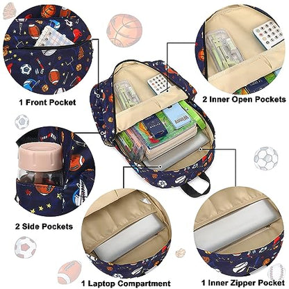 CAMTOP Backpack for Kids, Boys Girls Preschool Backpacks with Lunch Box Toddler Kindergarten School Bookbag Set - color: Soccer Baseball