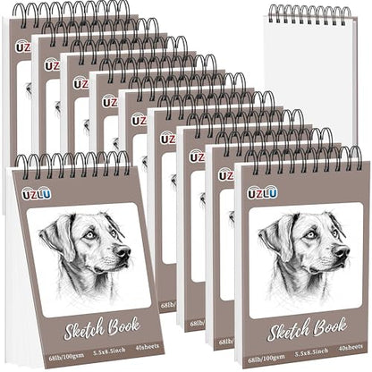 10 Pcs Sketch Books Bulk 5.5 x 8.5 in 400 Sheets Top Spiral Bound Sketch Pad Drawing Paper 40 Sheets Each Acid Free Mixed Media Sketchbook 68lb/100gsm Art Supplies for Beginner Artist - size: 5.5x8.5in, style: 10 Pack-Total 400 sheets