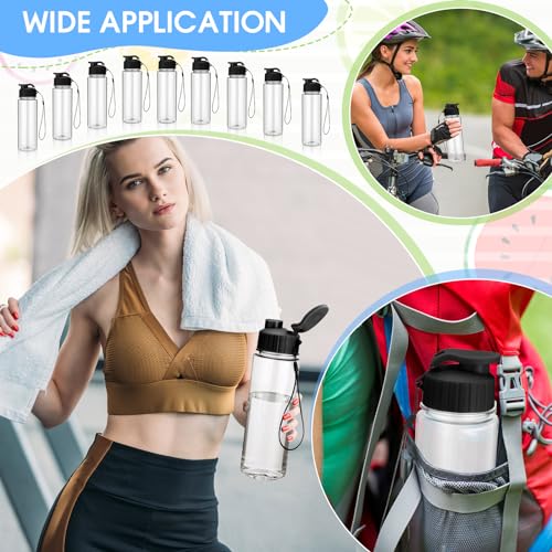 Maxcheck 30 Pieces Water Bottle Bulk 17 oz Plastic Sports Water Bottles Bulk with Handle Strap Lightweight Leakproof Drink Flip Top for Adults Fit Gym(Classic Style,Black) - color: Black, style: Classic