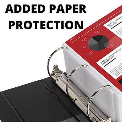 3 Ring Binder, Professional D Ring Binder 5 Inch, Presentation Folder for Standard Pages 8.5 x 11 with Pockets, Durable and Strong Black Binder (4 Pack) - color: Black, size: 5 Inch (4 Pack)
